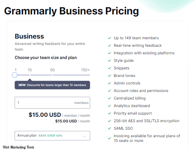 Grammarly Business Pricing Plans