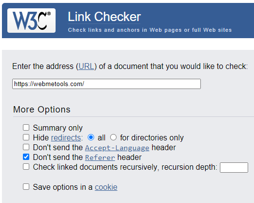 W3C Link Checker Tool