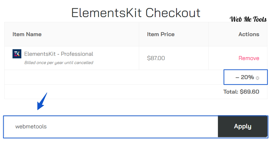 ElementsKit Checkout with Discount Coupon