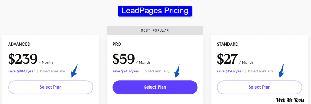 LeadPages Pricing and LeadPages Plans with Total Cost