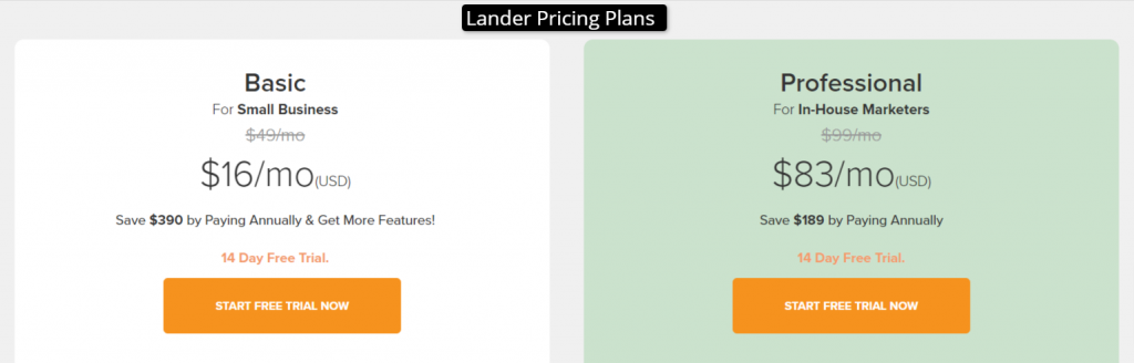 Landing Page Cost Landing Page Builder Pricing Lander 1 Lander Pricing Pllans