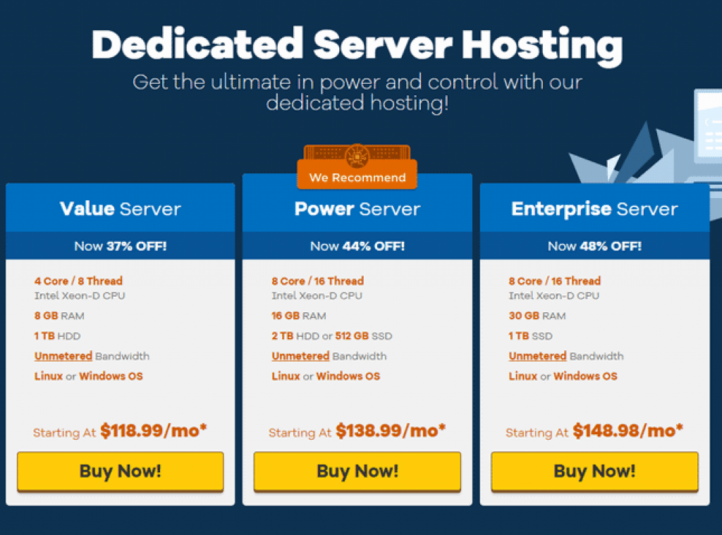 hostgator pricing dedicated hosting plans