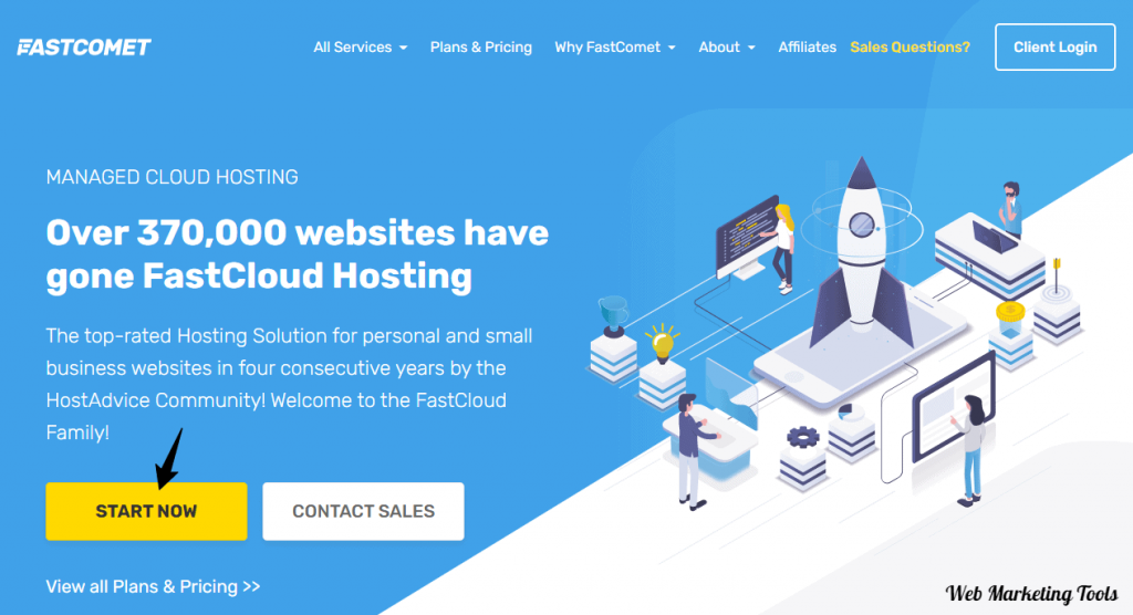 FastComet Managed Cloud Hosting home page