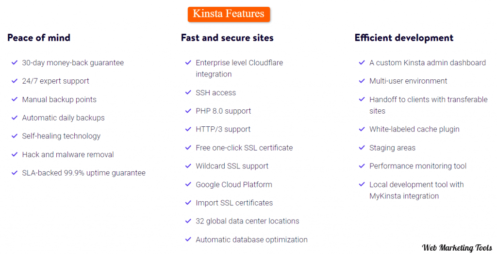 Kinsta Key Features
