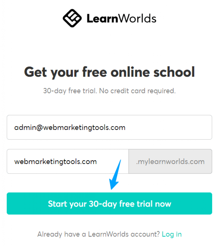 LearnWorlds Free Trial Signup