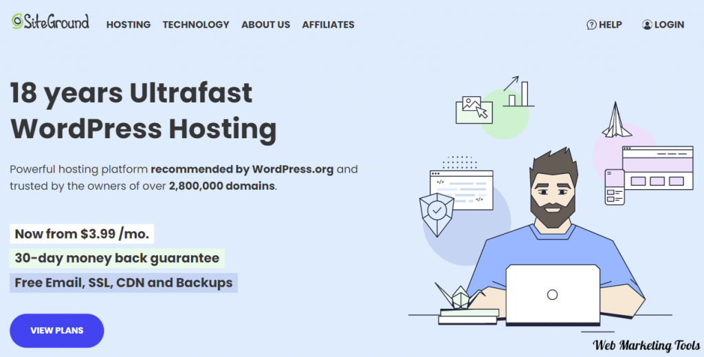 Siteground hosting home page