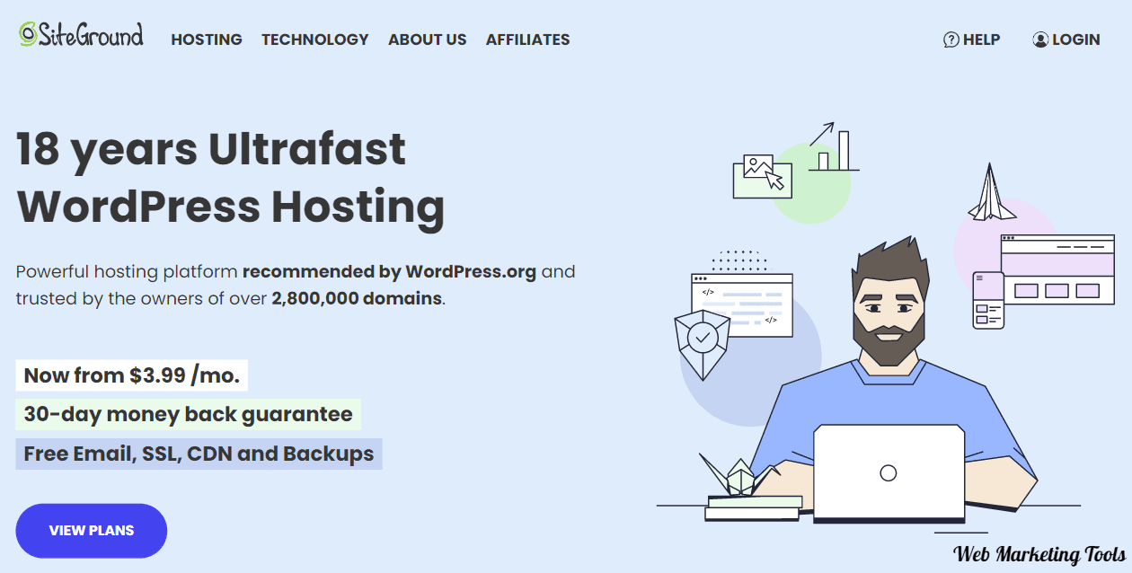 Siteground hosting home page