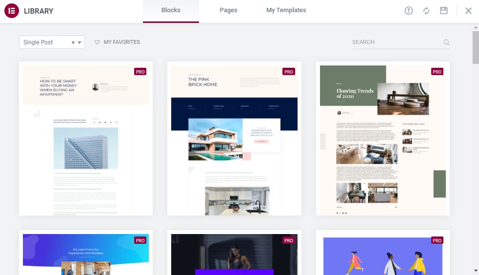 elementor template library elementor-template-library