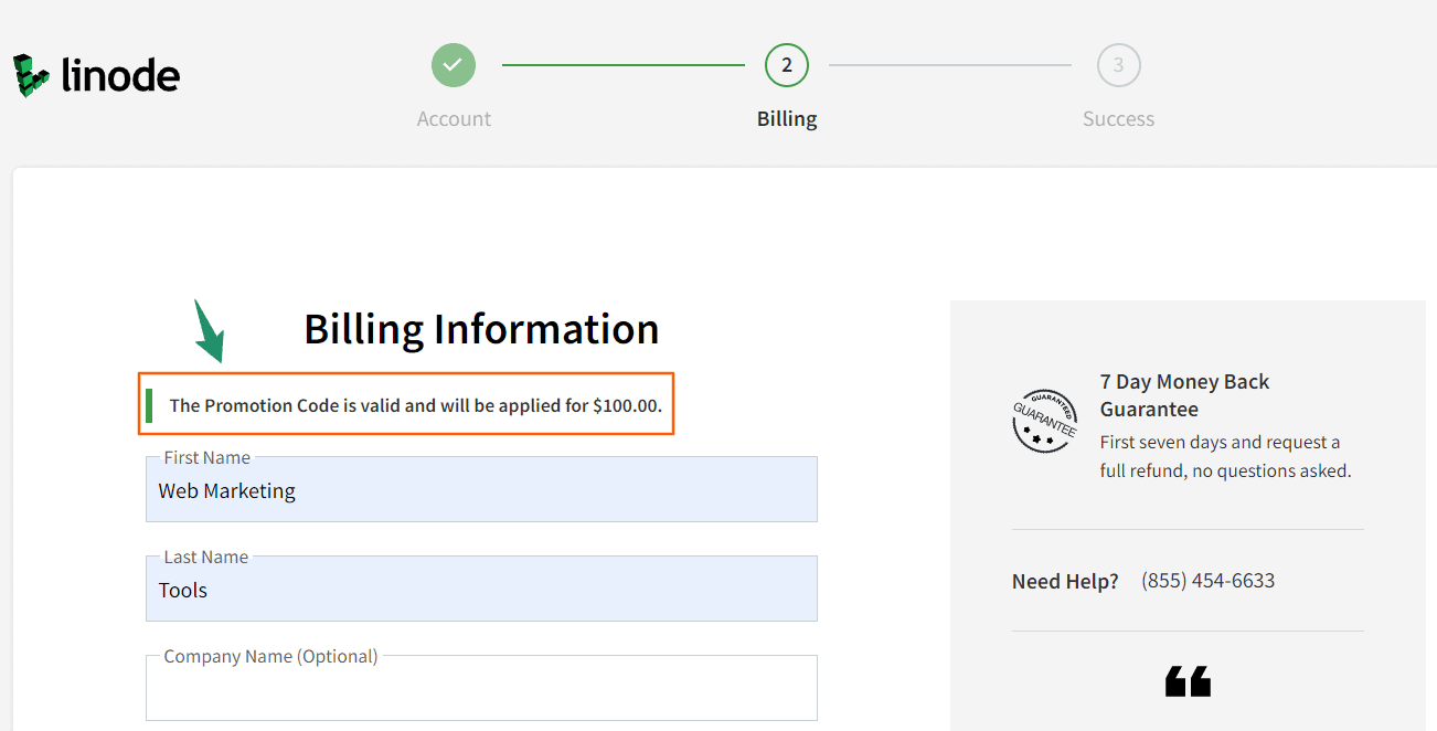 Linode Account Signup - Personal Information