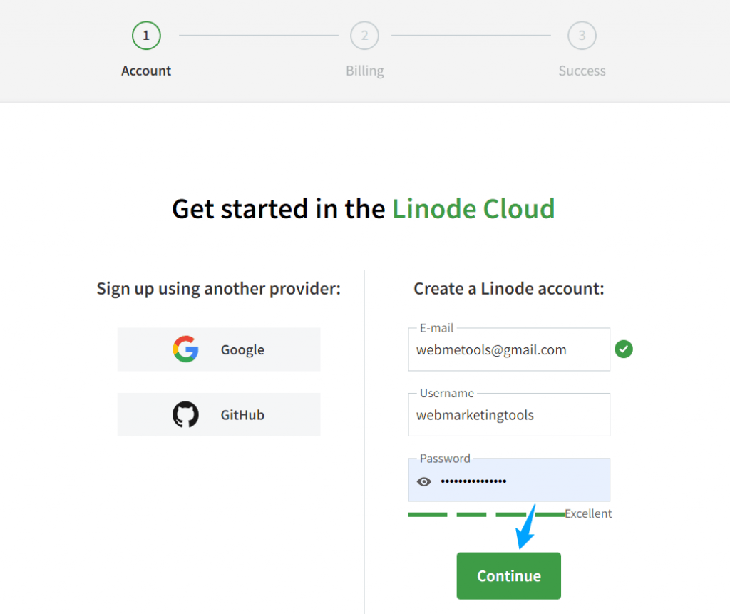 Linode Create New Account - Email Signup