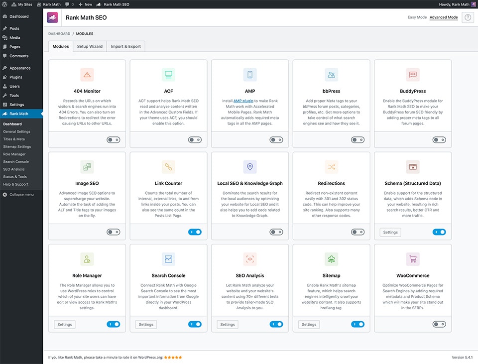 Rank-Math WordPress Dashboard