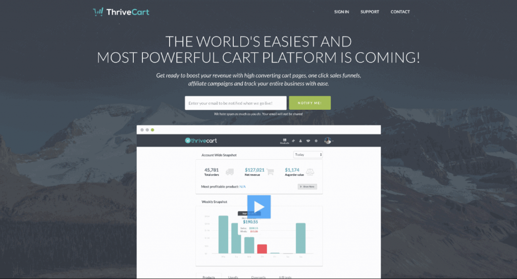 thrivecart homepage