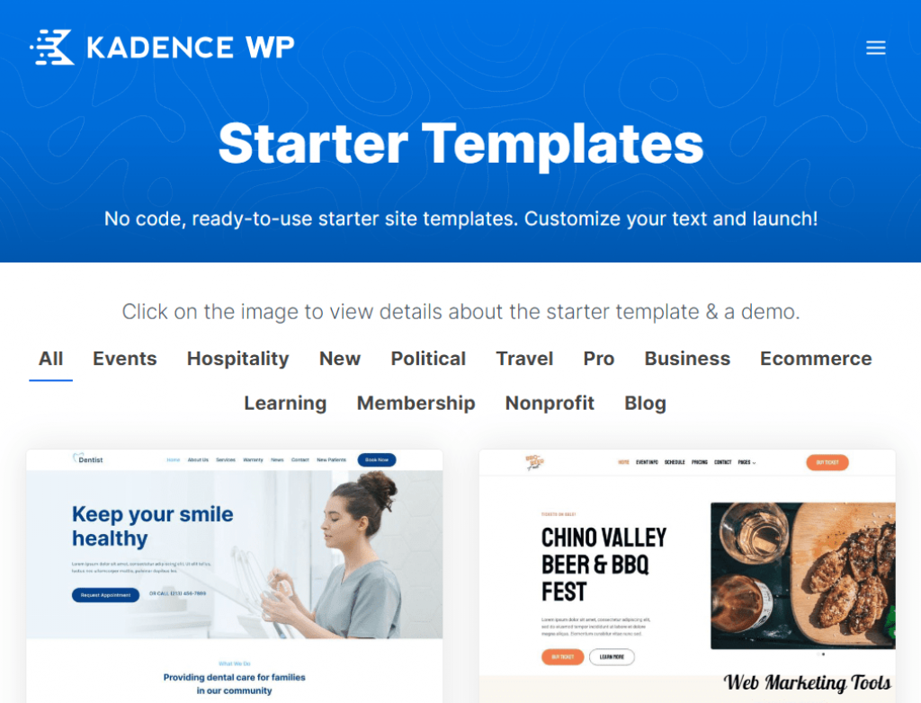 Starter-Templates-Kadence-Theme