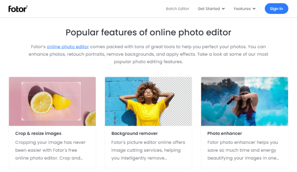 Fotor image editor features