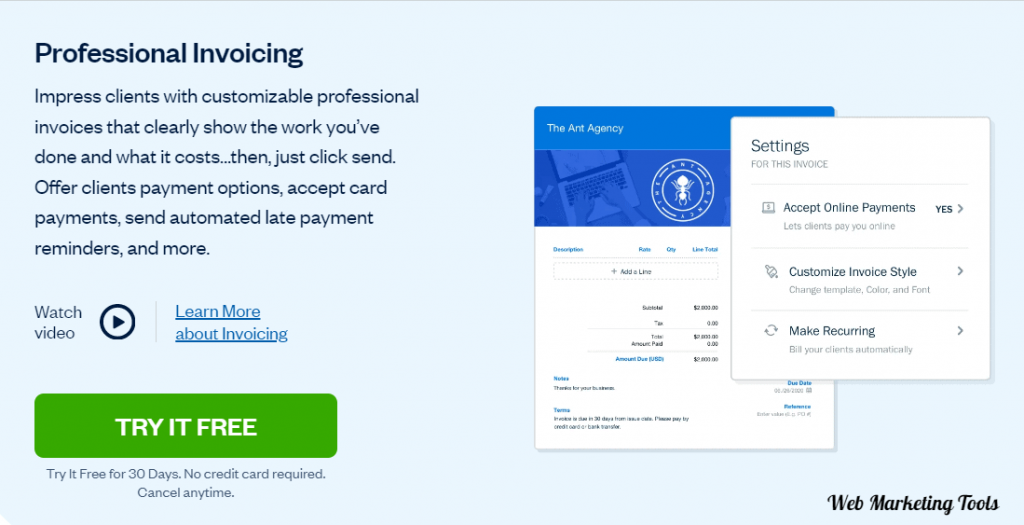FreshBook Feature Professional Invoice