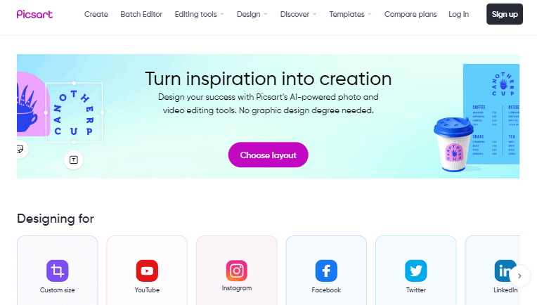 Picsart home page