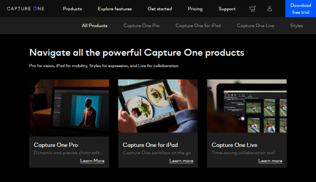 Capture One home page