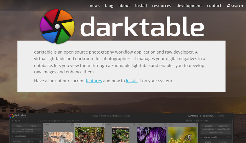 Darktable home page