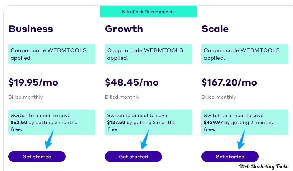 NitroPack Pricing Plans Monthly with WEBMTOOLS Coupon