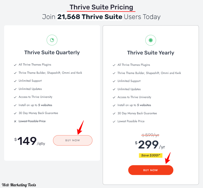 Thrive Suite Pricing Plans