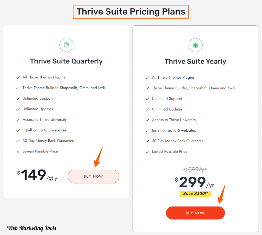 Thrive Suite Pricing Plans