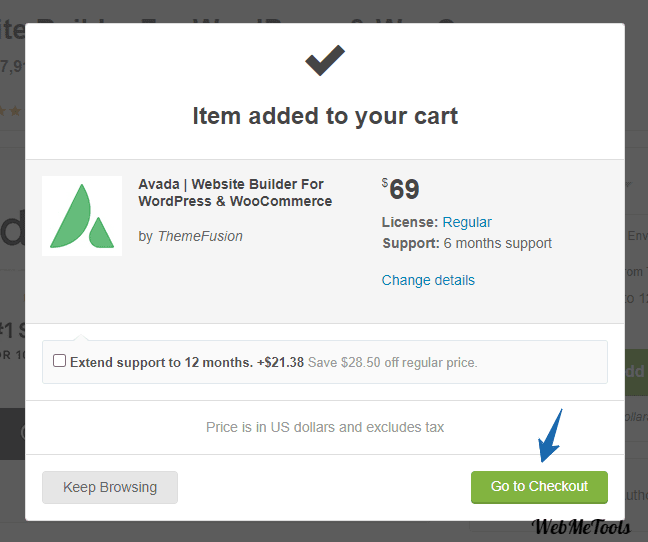 Avada Added to Cart