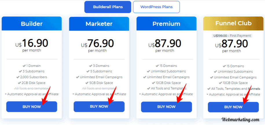 Builderall Pricing Plans 