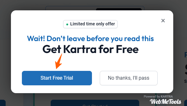 Kartra Free Trial Popup