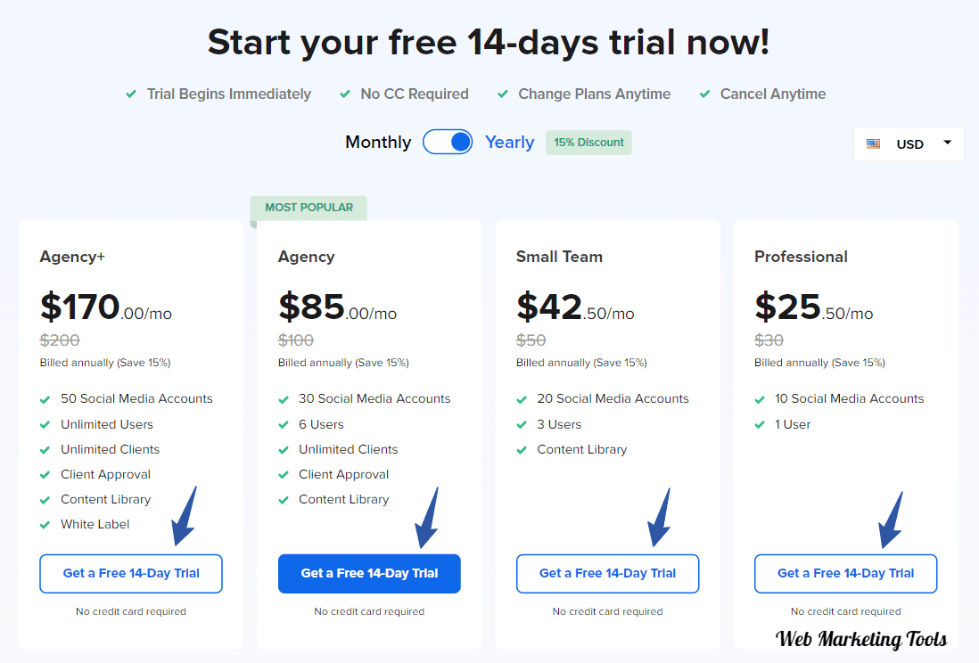 SocialPilot Pricing Plans Yearly