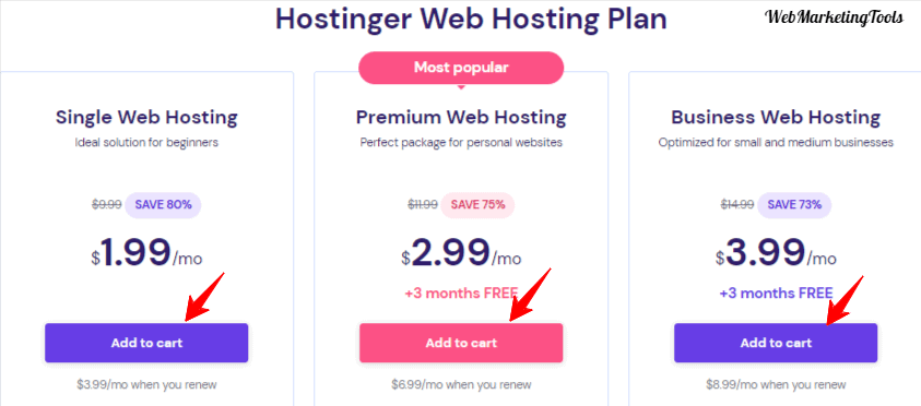 Hostinger Web Hosting Plans