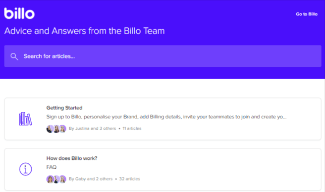 Billo Help center