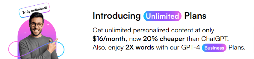 Writesonic Unlimited Plan Banner