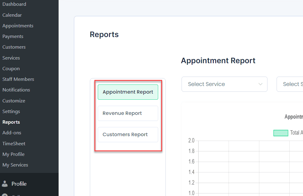 BookingPress Reports and statistics