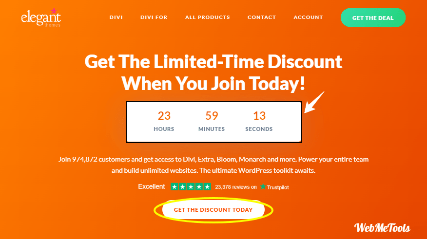 Elegant Themes Discount Today Page Screenshot
