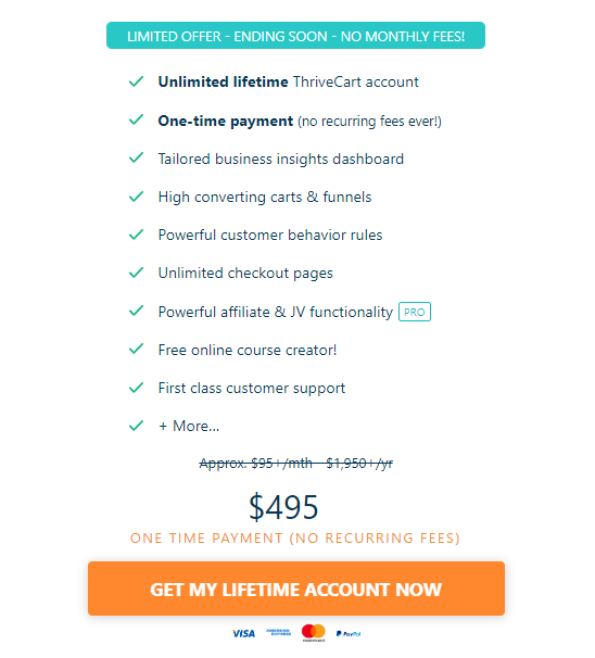 ThriveCart Special offer ThriveCart Lifetime Account - Save $1500
