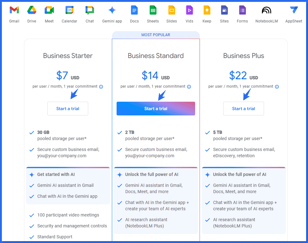 Google Workspace Business Plan