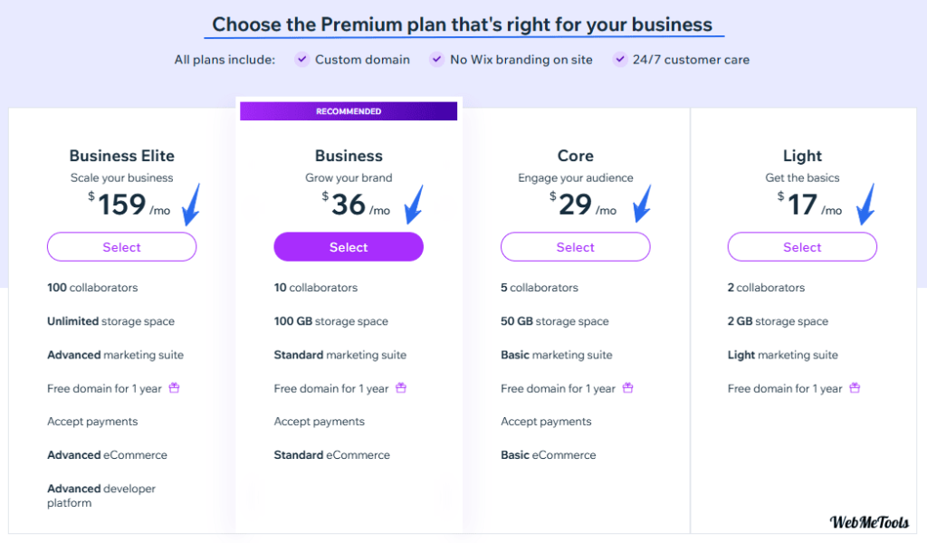 Choose a Right Wix Pricing Plan