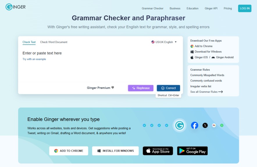 Ginger Grammar Checker Website