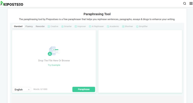 Paraphrasing Tool By PrePostSeo