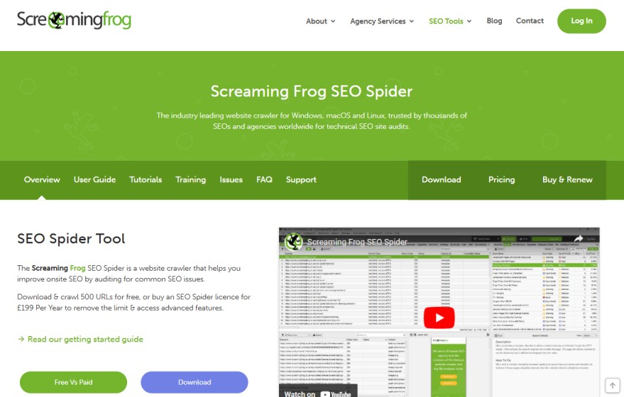 Screaming Frog Homepage