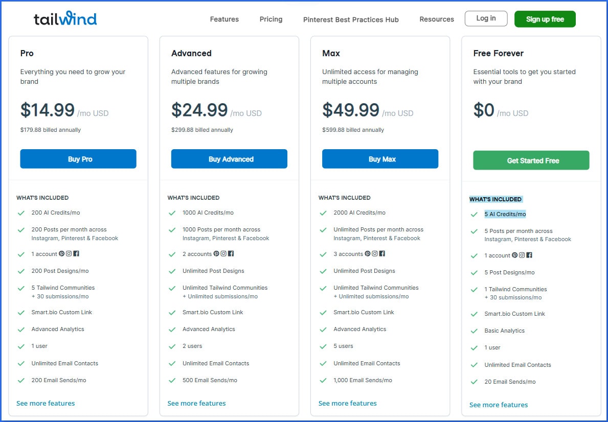 Tailwind Pricing Plans