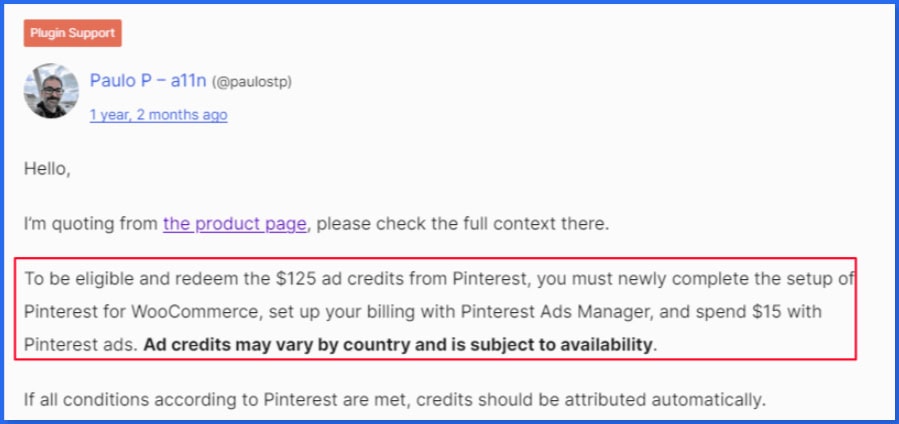 WooCommerce For Pinterest Ads Credit