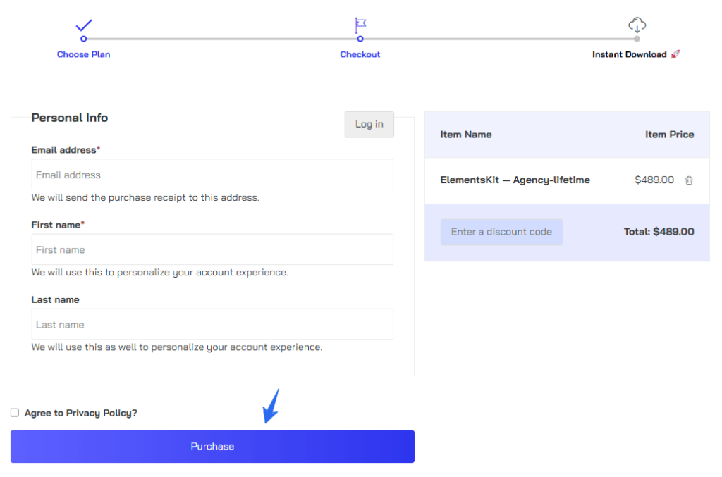 Wpmet Checkout Page with Plans Agency Lifetime