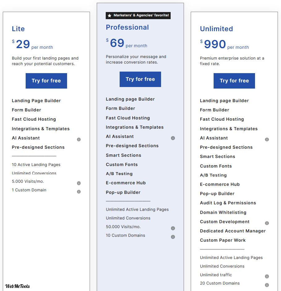 Landingi Pricing Plans