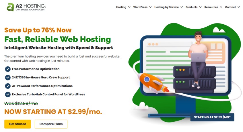 A2 Hosting Homepage