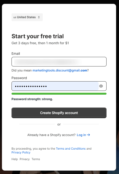 Enter Shopify Login Details