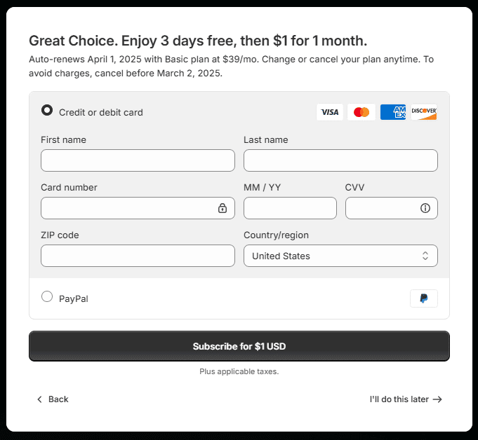 Enter Your Billing Details