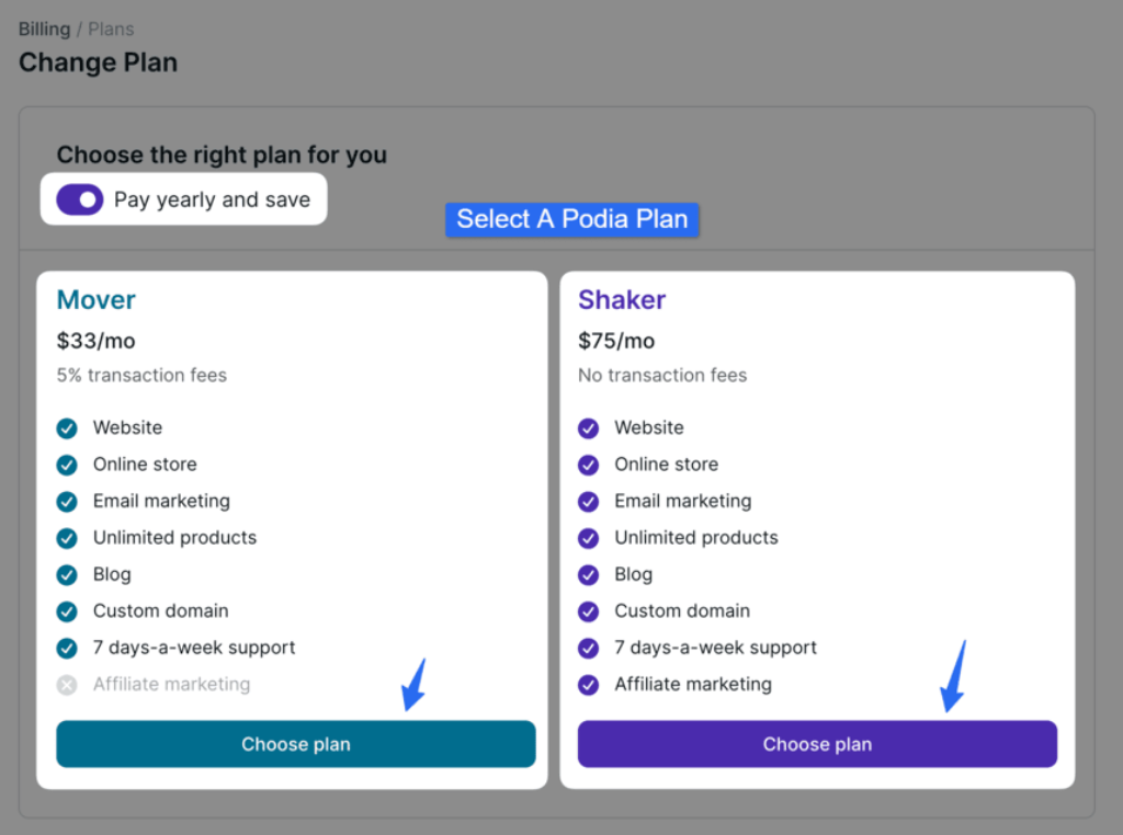 Podia-select-a-plan