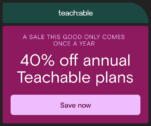 Teachable Black Friday Deals [40% Discount, Save $955]